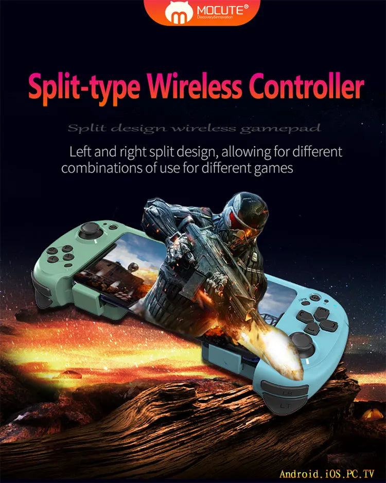Mando inalámbrico Mocute 061, controlador de juego dividido izquierdo y derecho, Joystick de juego Bluetooth para Android, IOS y PC