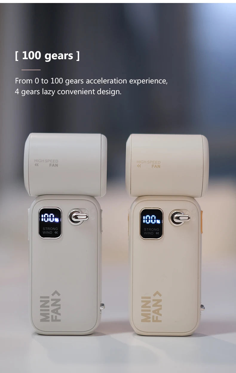 Pantalla digital, ventilador de mano de alta velocidad de 100 velocidades, ventilador plegable portátil con carga USB, mini ventilador de escritorio