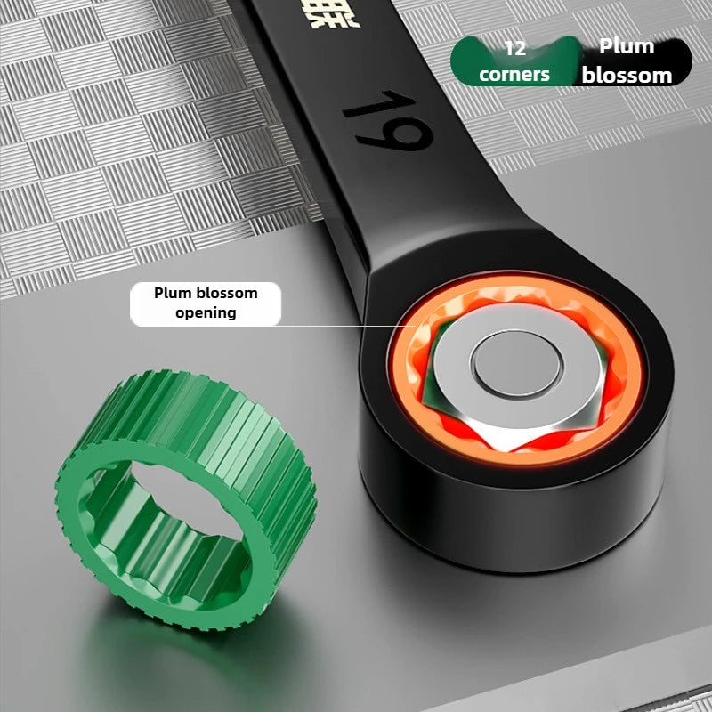 BAOLIAN Llave de trinquete de flor de ciruelo rápida direccional dual, herramienta de llave de doble uso de apertura pequeña automática de grado industrial