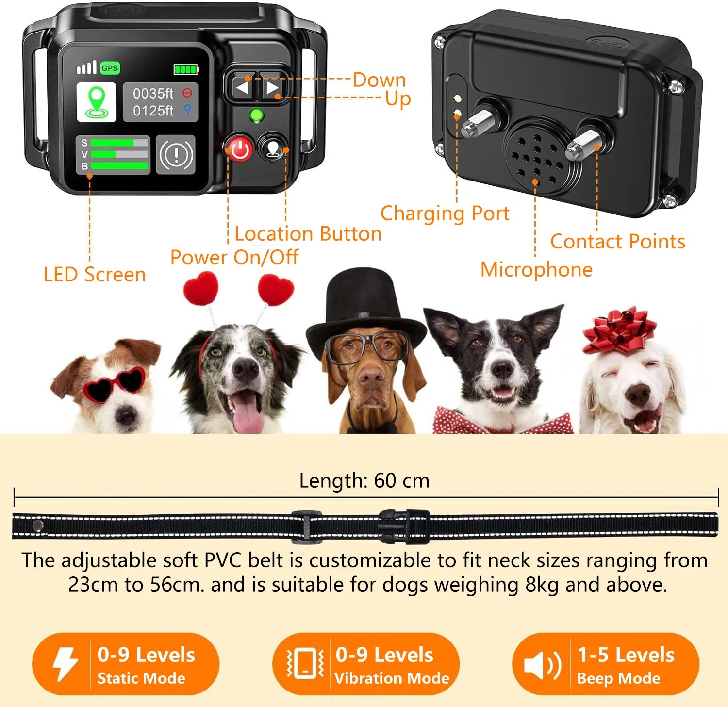 Valla Electrónica GPS Inalámbrica para Perros - Alcance 15~2000m