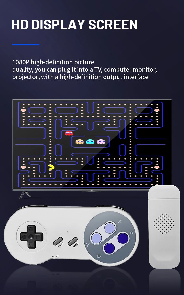 Consola de Videojuegos Retro HD SF900 con Más de 5000 Juegos Integrados, Mando de Juego para TV con 2 Controles Inalámbricos, Juego Clásico SNES