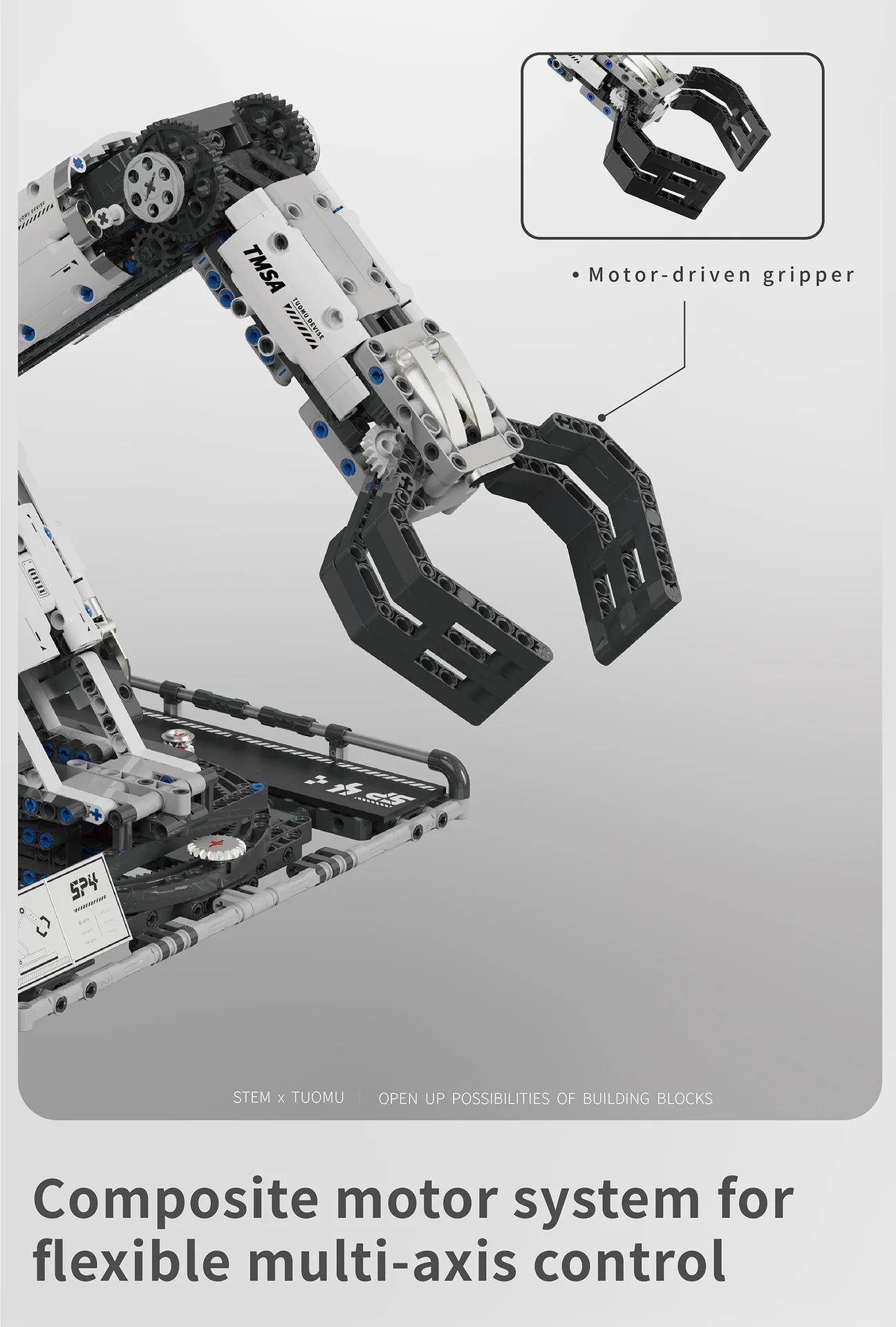 Bloques de construcción programables con brazo mecánico multieje, robot 5 en 1, juguetes de Control remoto, vástago interactivo, regalo de aprendizaje para niños