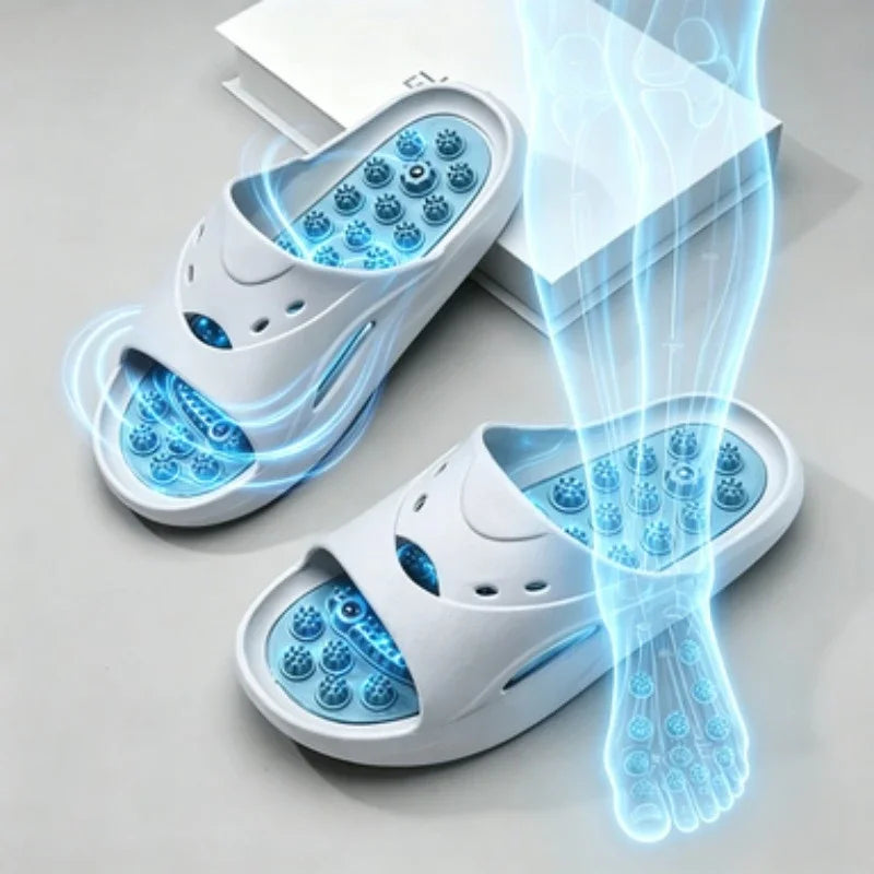 Pantuflas de masaje con acupresión magnética antideslizantes para baño