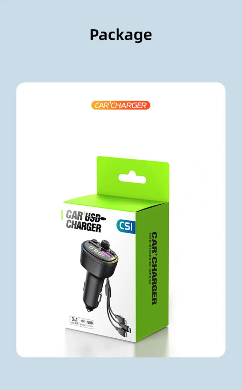 Transmisor FM Bluetooth 5.0 para Auto con Carga Rápida 66W