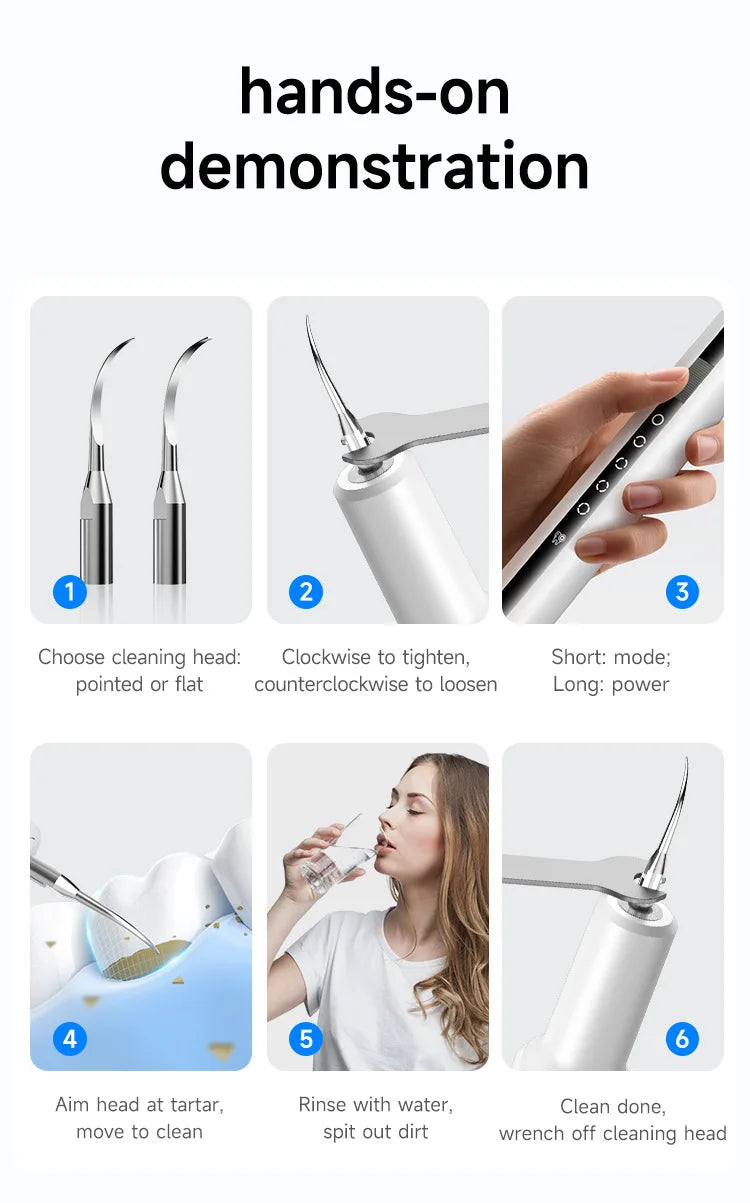 Escalador Dental eléctrico con vibración sónica, placa para blanquear los dientes, cálculo, café, humo, manchas, eliminación de sarro, cepillo de dientes
