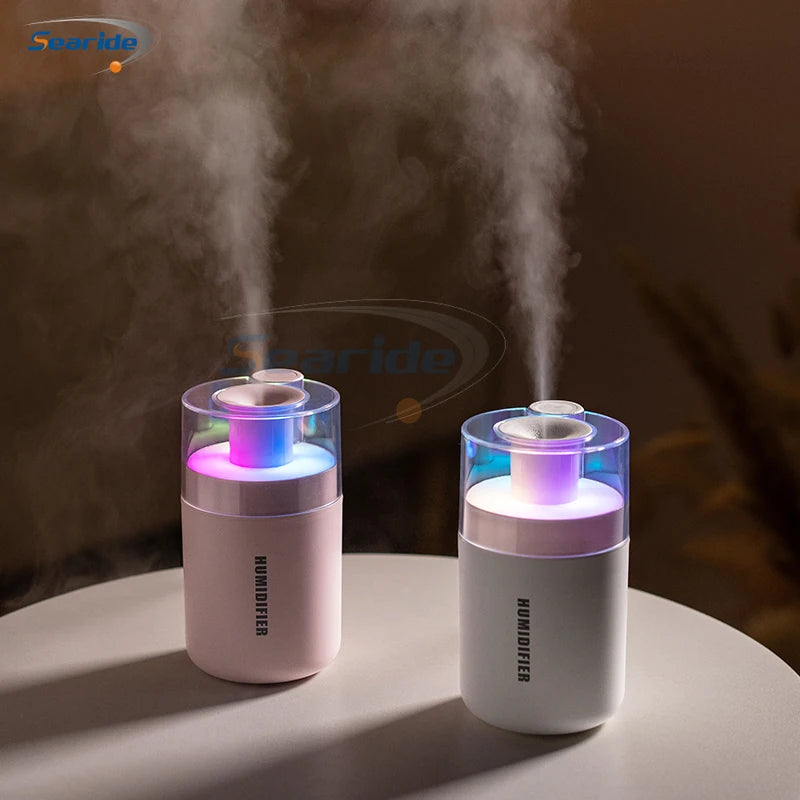 Mini humidificador USB 180 ml con difusor de aromas y luz de colores