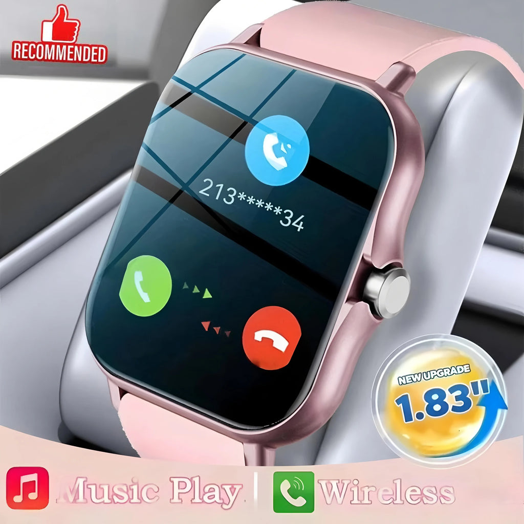 Nuevo Reloj Inteligente con Pantalla Completa de 1.83'', Bluetooth, Monitor de Oxígeno en Sangre/Presión Arterial, para Mujeres y Hombres, Regalo para las Fiestas 2026