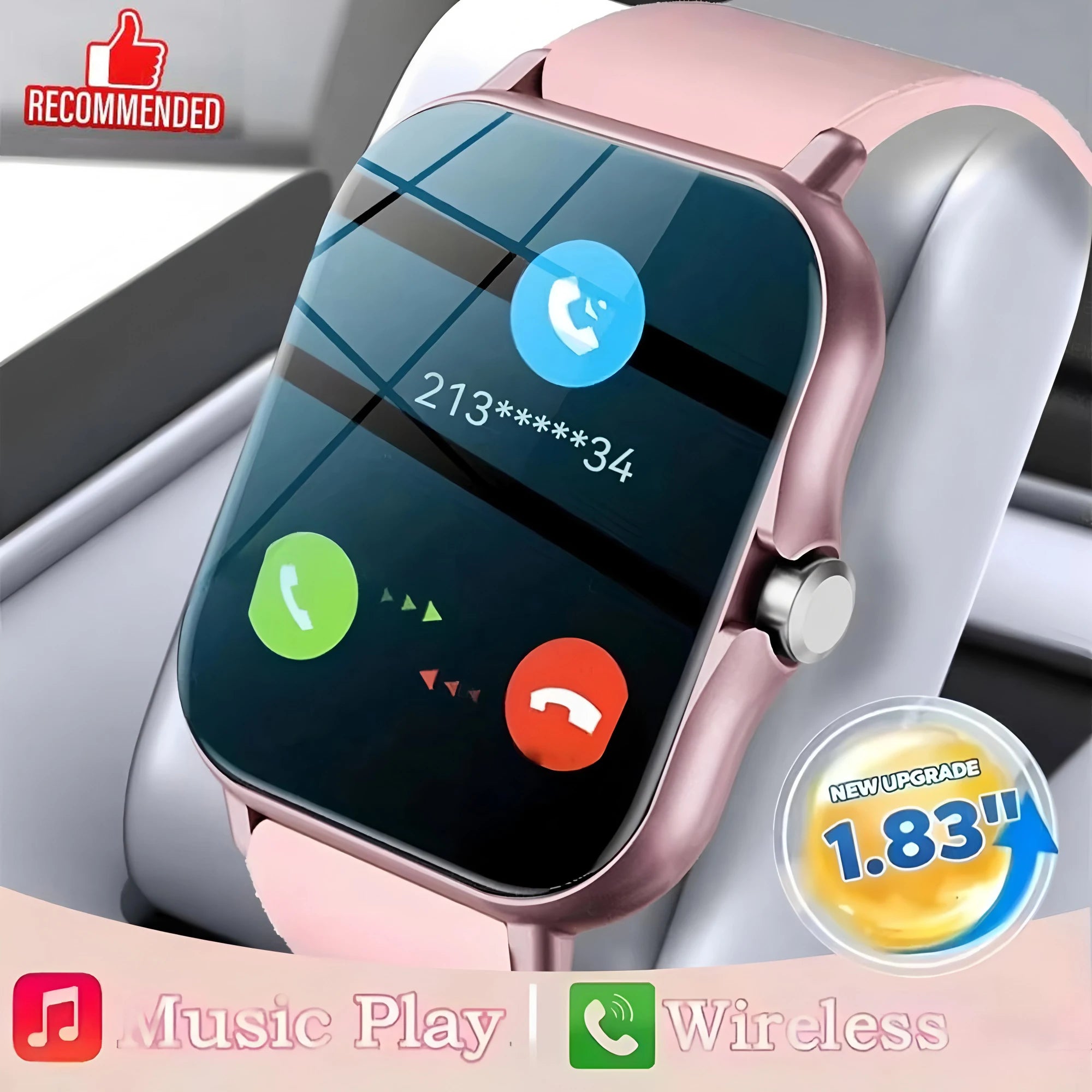 Nuevo Reloj Inteligente con Pantalla Completa de 1.83'', Bluetooth, Monitor de Oxígeno en Sangre/Presión Arterial, para Mujeres y Hombres, Regalo para las Fiestas 2026