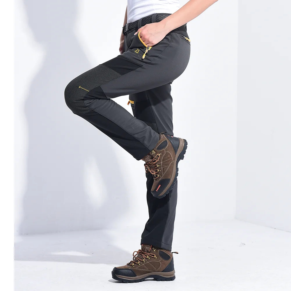 Pantalones de invierno gruesos y cálidos de lana para mujer, impermeables, senderismo, senderismo, Camping, esquí, pantalones de concha suave, pantalones a prueba de viento