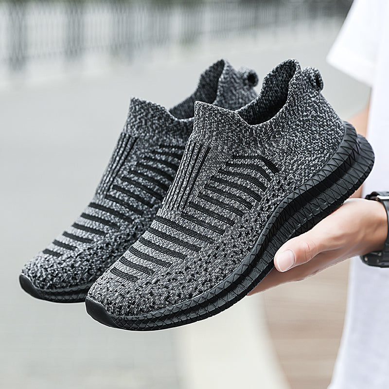 Zapatos informales transpirables para hombre, zapatos ligeros para caminar al aire libre, zapatillas antideslizantes para hombre, zapatos planos vulcanizados sin cordones 2023