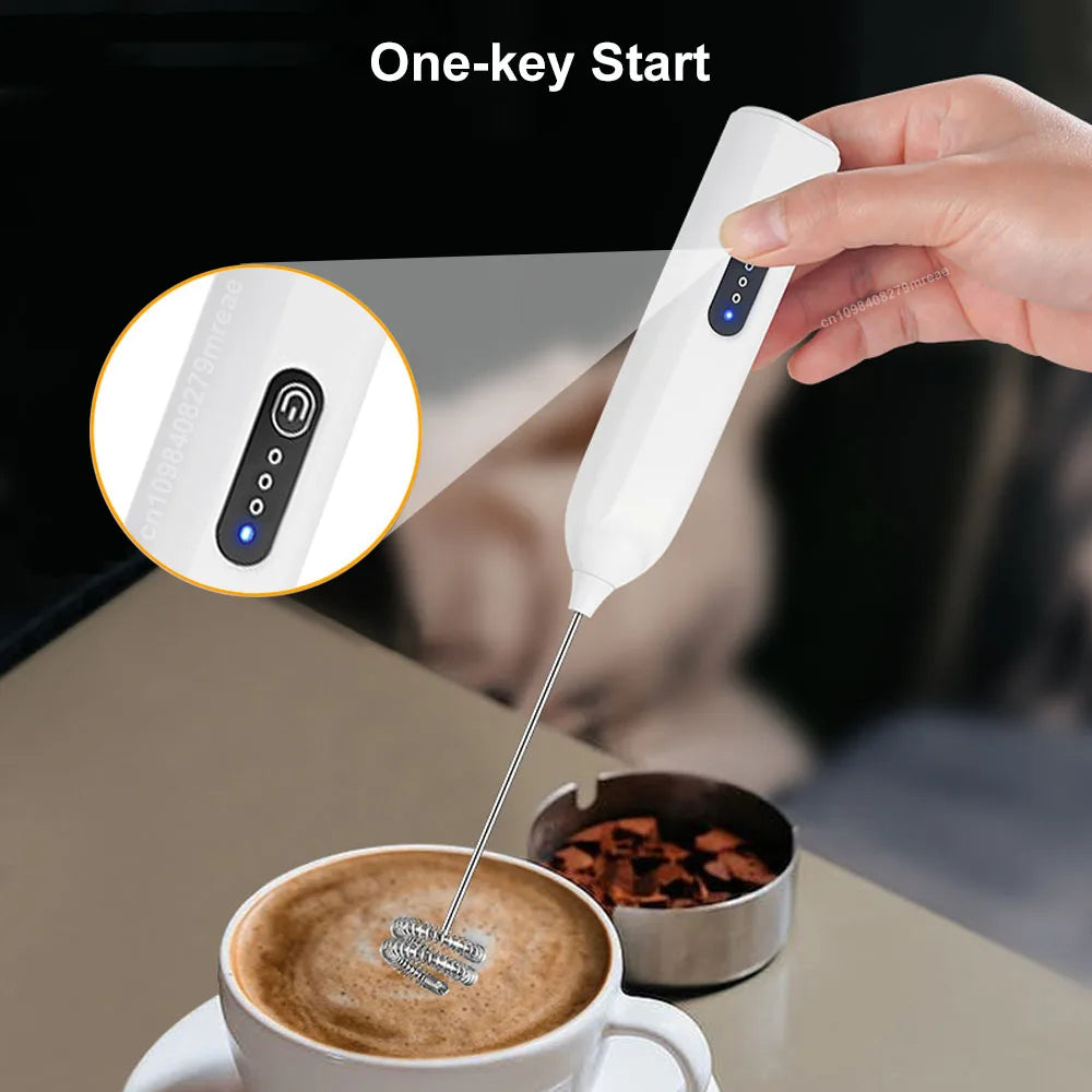 Espumador de leche inalámbrico USB recargable 3 velocidades para café