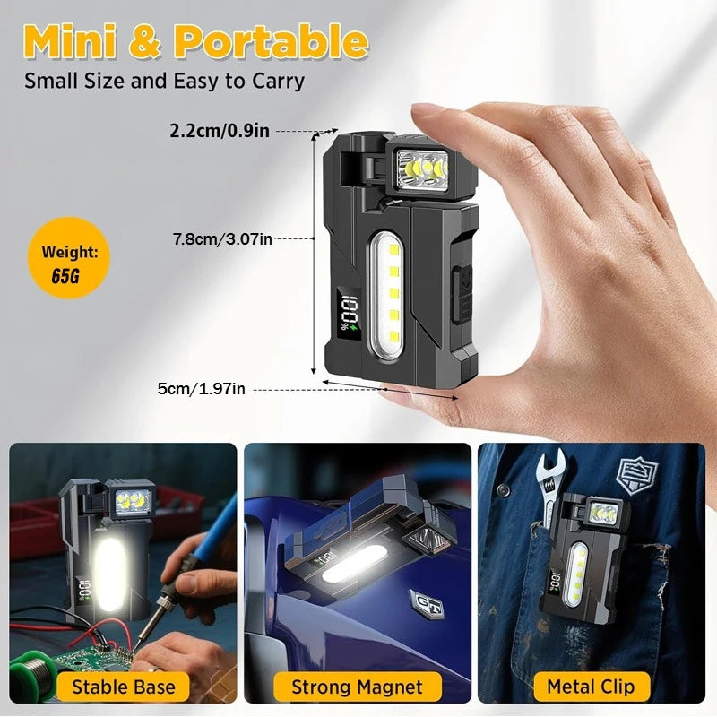 Mini Linterna Multifuncional con Clip Magnético Recargable EDC