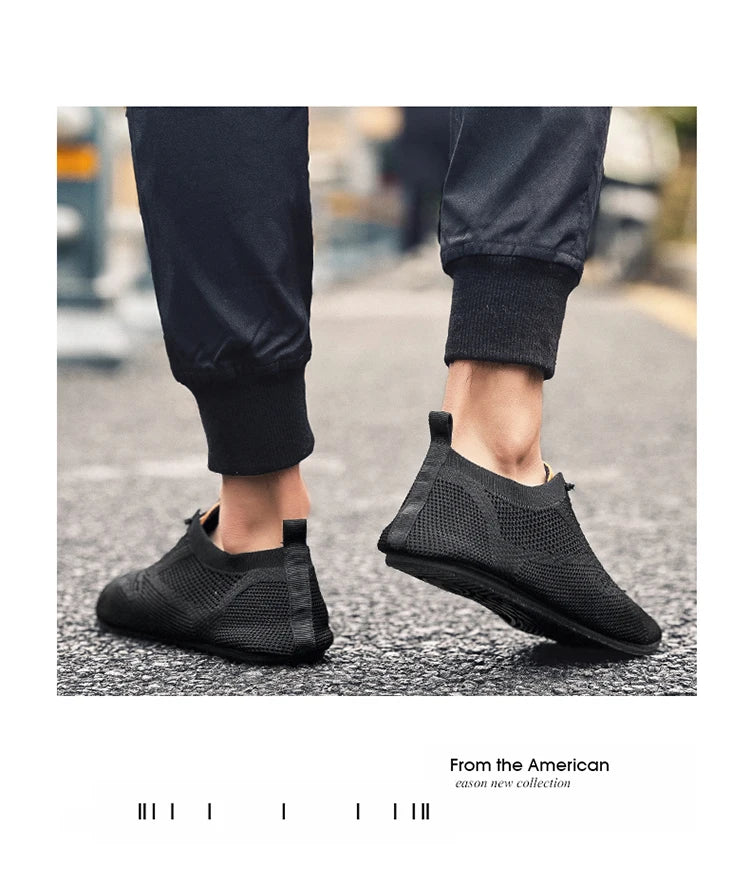 Zapatos informales ligeros sin cuero para hombre, mocasines de malla a la moda para parejas, zapatillas transpirables con cordones para hombre, zapatos planos suaves para Yoga