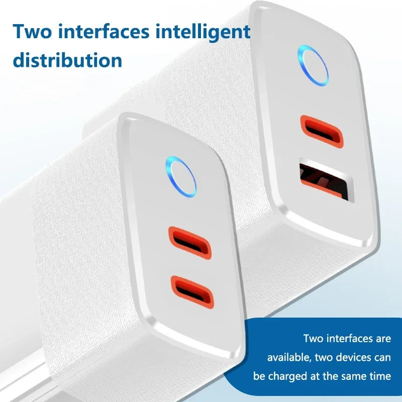 Cargador Rápido Doble Puerto PD+QC5.0 con Indicador LED