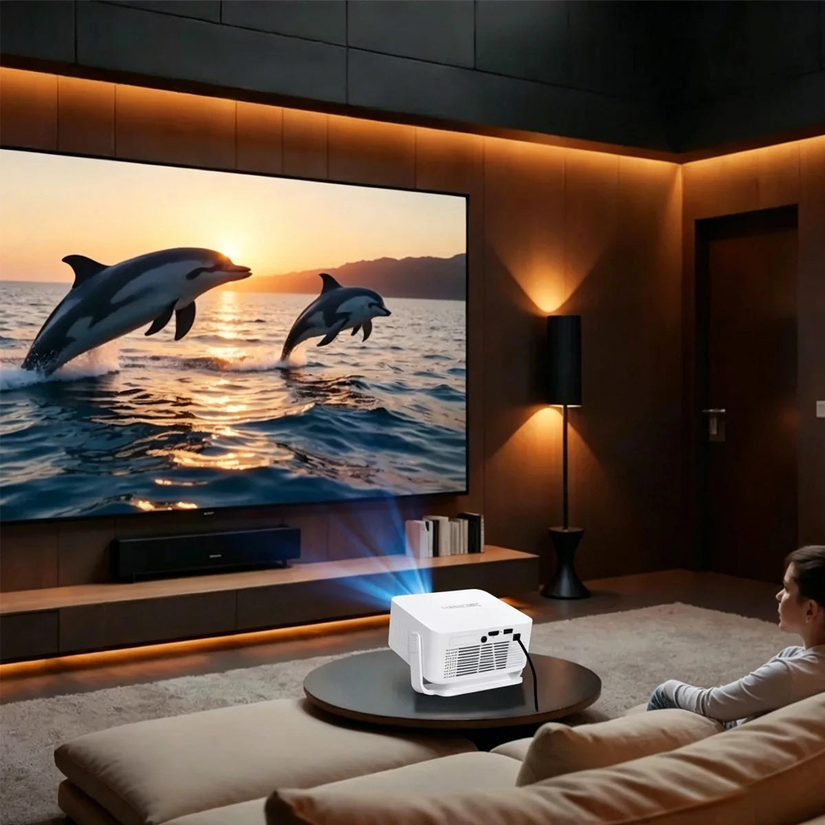 Proyector Magcubic HY300GT con Licencia Oficial de Google TV, Proyector Inteligente HD con Enfoque Automático, 400 ANSI Lúmenes, Android para Cine en Casa