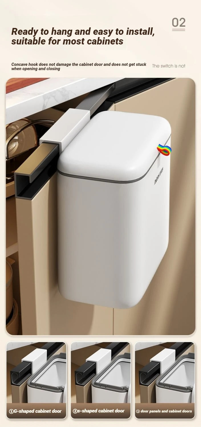 Cubo de basura de pared Joybos 12L con tapa deslizante para baño y cocina