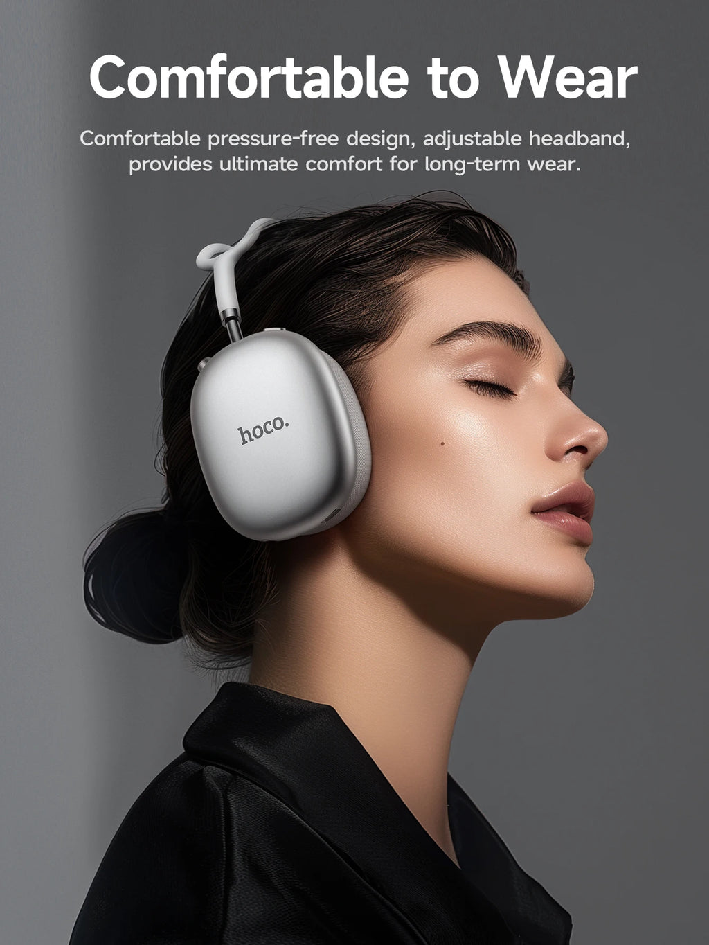 Auriculares HOCO W55 Plus con cancelación de ruido ANC, Bluetooth 5.4, inalámbricos, deportivos, supraaurales, para teléfonos inteligentes, modo AUX.