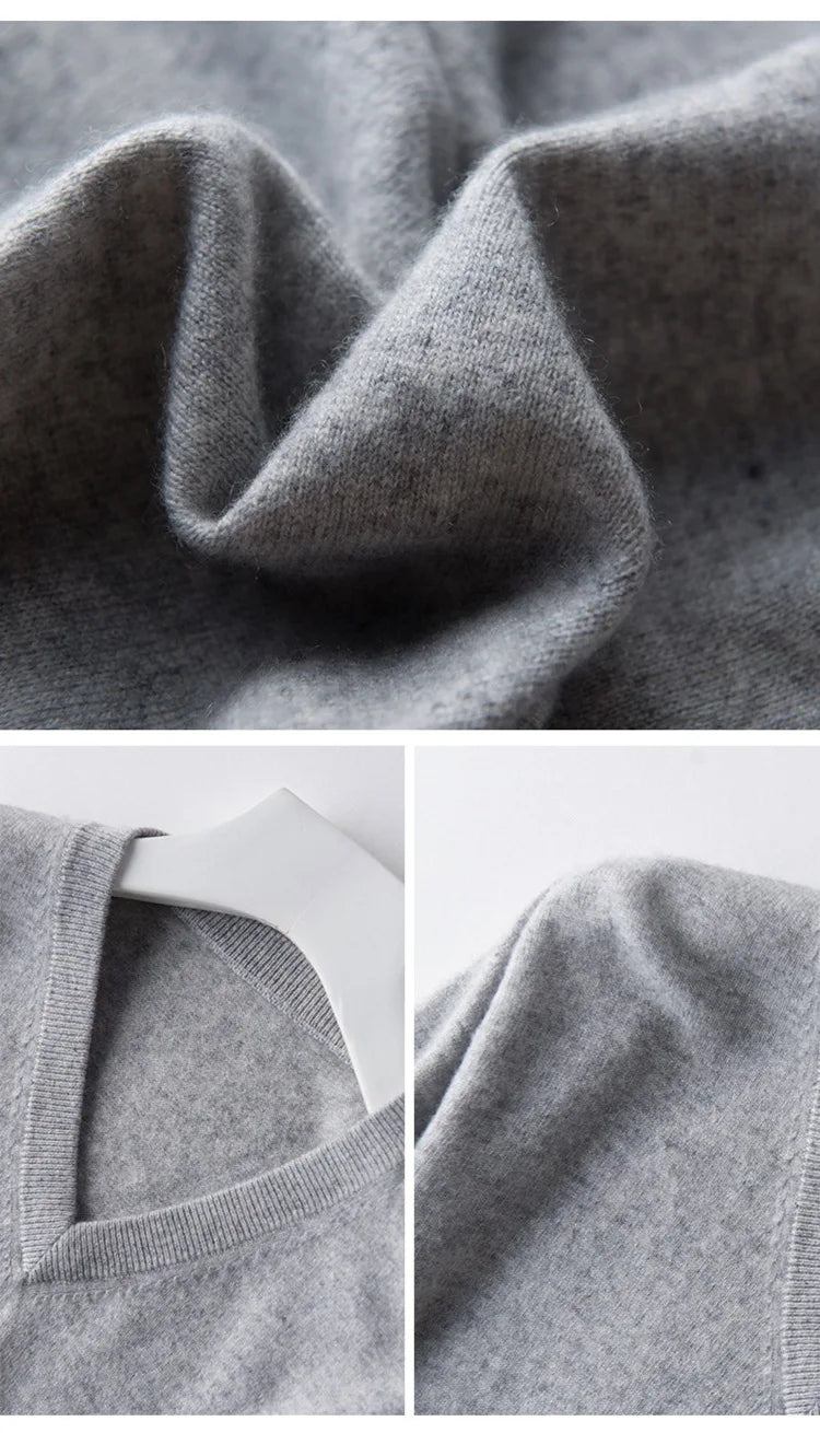 Buzo de punto con cuello en V para hombre - Algodón y Cachemira