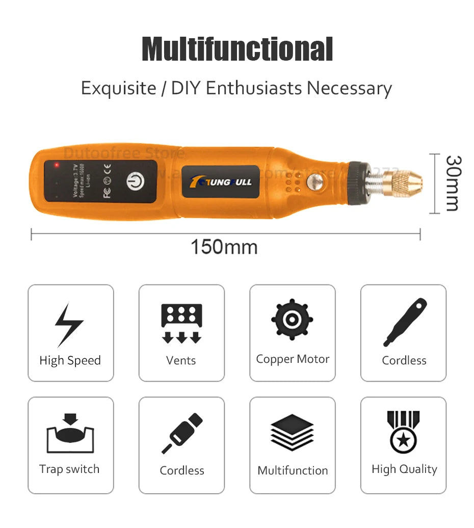 Mini Taladro Inalámbrico recargable, máquina de pulido, bricolaje, Mini herramienta rotativa, herramienta de grabado USB, herramienta Dremel, Mini máquina de grabado