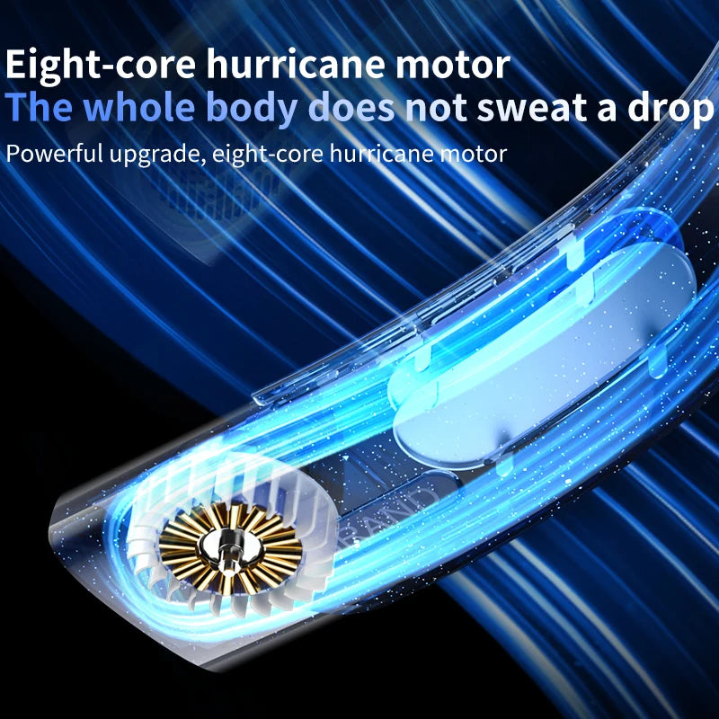 Ventilador de cuello Mini aire acondicionado portátil, Enfriador de aire recargable por USB, 5 velocidades, ventilador eléctrico para exteriores, 5000mAh