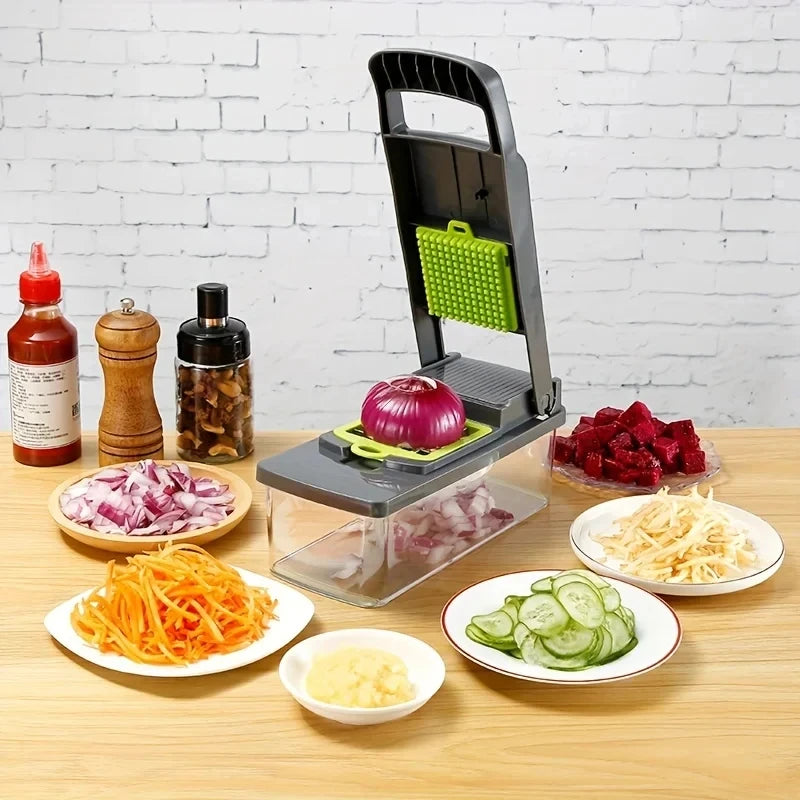 Picadora de verduras multifuncional, cortador de cebolla, ralladores de alimentos, rebanador, Dicer, desmontable, accesorios de cocina, paquete de 15