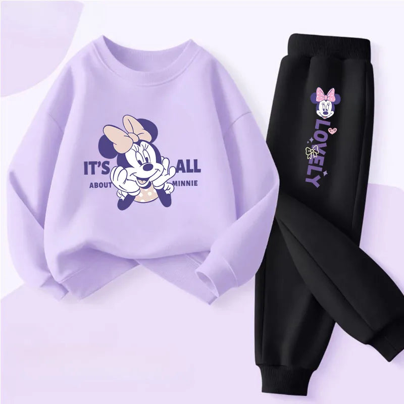 Conjunto de buzo y pantalón deportivo para niñas con estampado