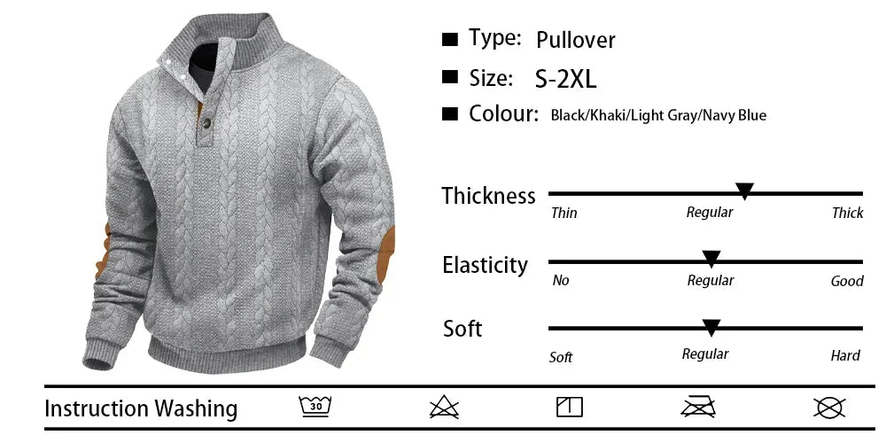 Suéter Tejido Jacquard Hombre Cuello Alto con Botones