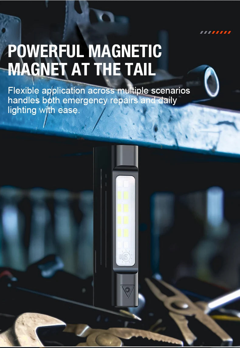 Linterna de Bolsillo LED Magnética Mini Llavero Alta Potencia