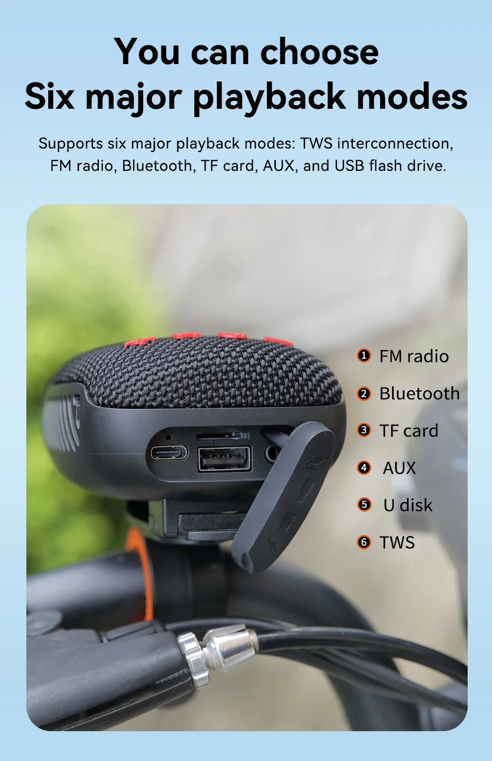 Altavoz Bluetooth inalámbrico para bicicleta, Mini Subwoofer portátil resistente al agua, Caja De Som, caja De sonido, música, Bocina, Coluna Blootooth