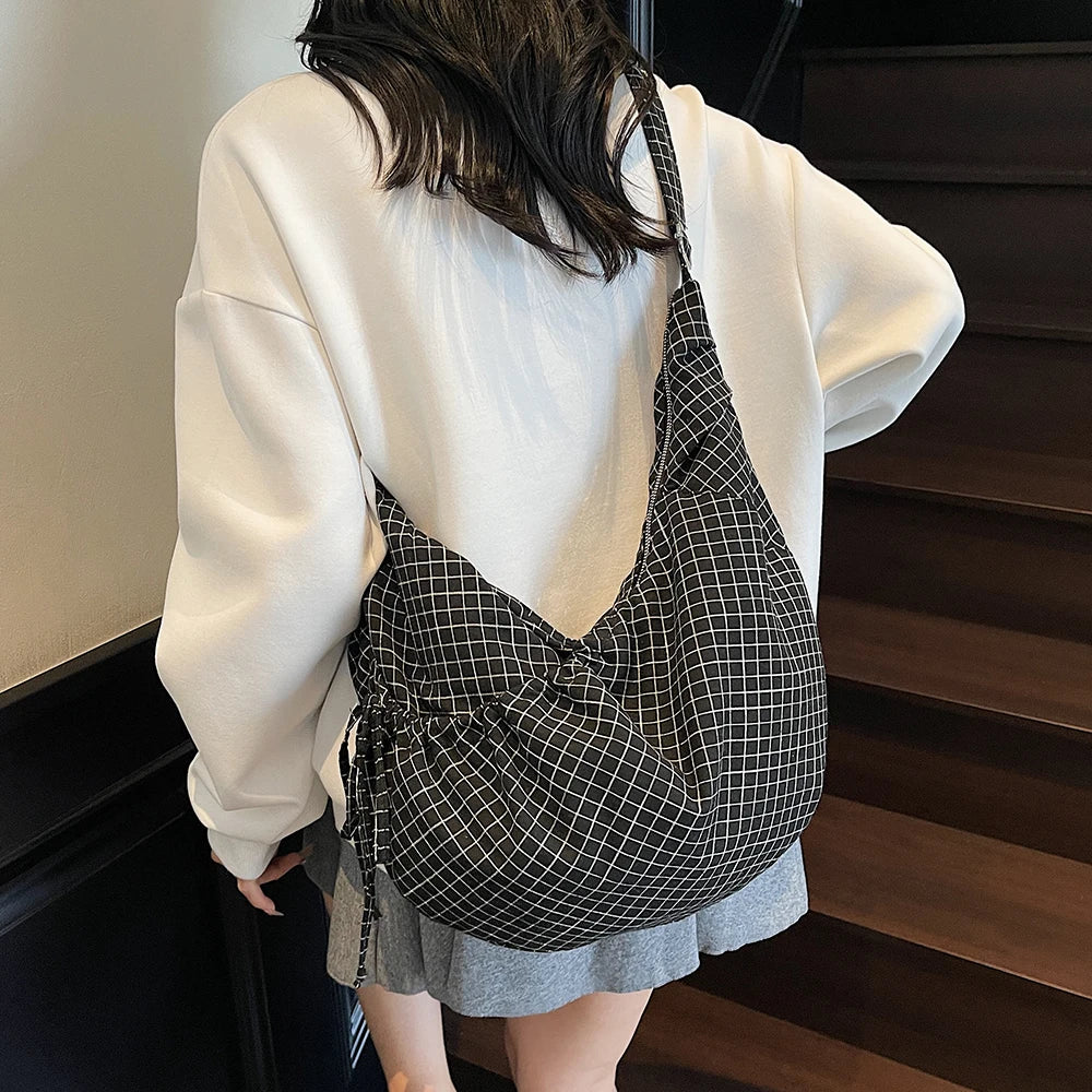 Bolso de Lona Grande Estilo Coreano para Mujer, Plisado