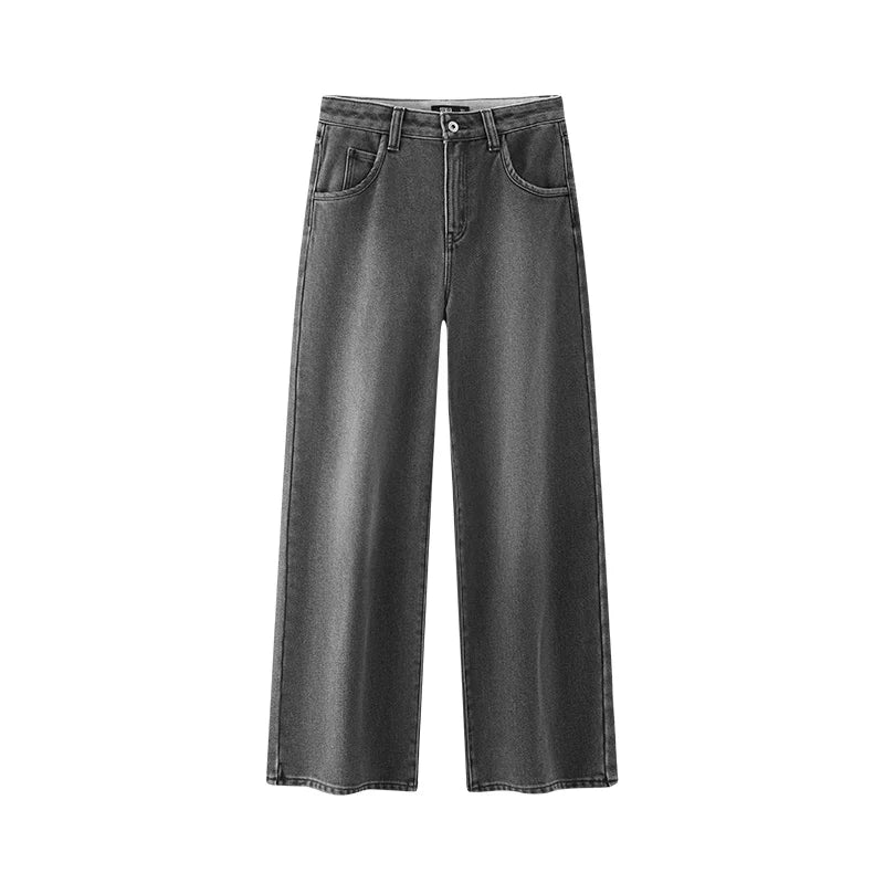 Jeans de Pierna Ancha con Forro Polar para Mujer, Cintura Alta, Cómodos