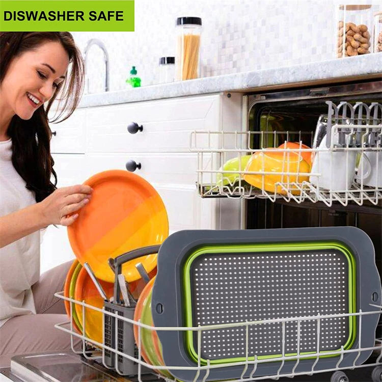 LMETJMA Colador plegable con asas extensibles Colador colador sobre el fregadero coladores de frutas y verduras coladores JT40