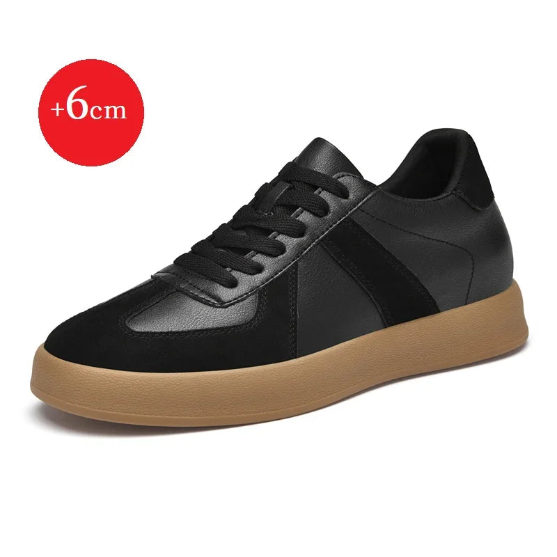Zapatos invisibles con aumento de altura, zapatos de entrenamiento moral de 8cm, zapatillas informales transpirables de verano con aumento de altura interior para hombre, zapatos Forrest Gump versátiles Retro de cuero genuin