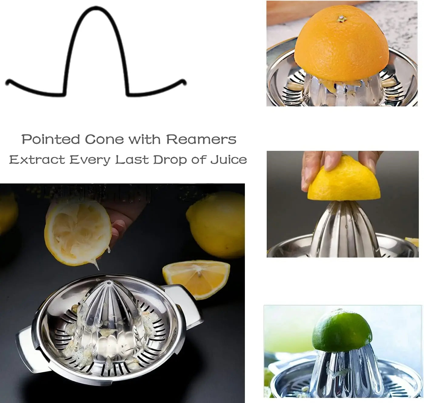LMETJMA exprimidor de limón de acero inoxidable, exprimidor Manual para exprimidor de limón y naranja, escariadores, exprimidor de frutas y verduras, herramienta de cocina