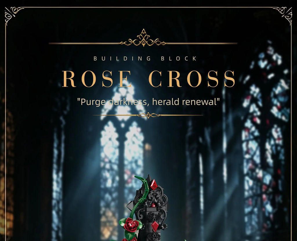 K70005 Juguetes de ensamblaje modelo Gothic Rose Cross, juguetes de bloques de construcción MOC, adorno de escritorio, juguetes educativos, regalo de cumpleaños para adultos