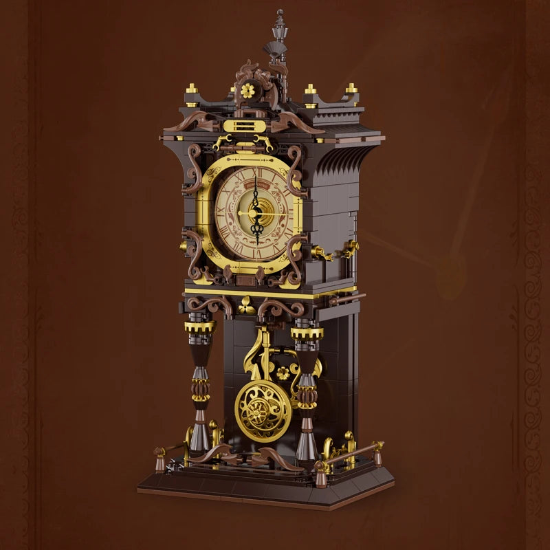 Relojes de bloques de construcción de estilo retro europeo simulados por JAKI, adorno de juguete para sala de estar, juguete educativo de construcción, regalo navideño.