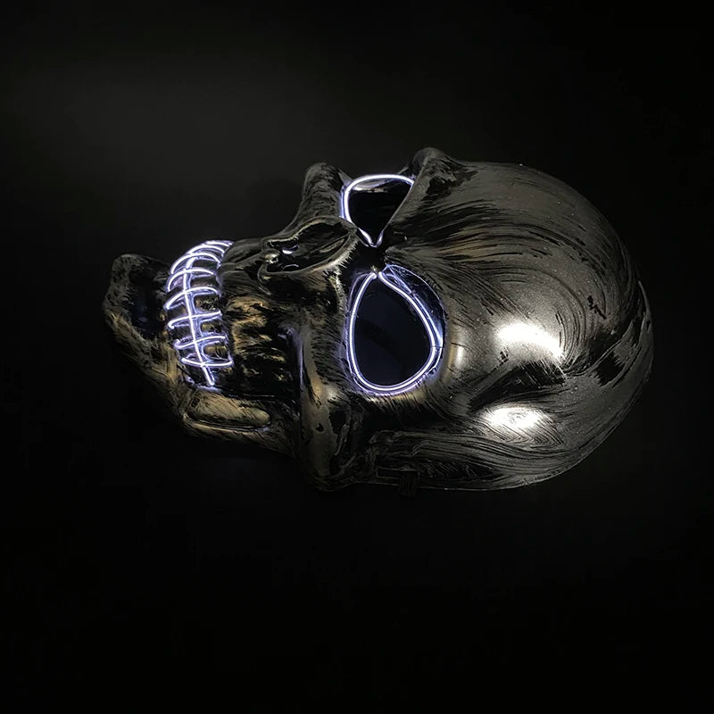 Máscara de calavera malvada, mascarada de Carnaval de Halloween, Casa Encantada, decoración aterradora, esqueleto de Cosplay, Fiesta Temática aterradora, máscara iluminada