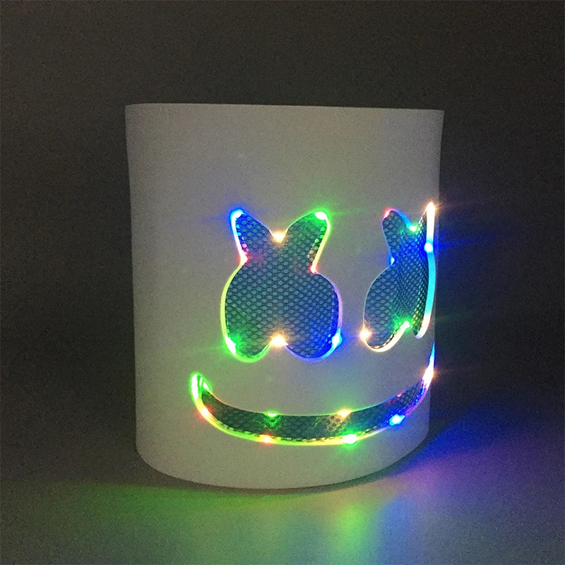 Máscara brillante de DJ Marshmello, barra de baile de Hip Hop, accesorios de espectáculo en club nocturno, máscara LED DIY de malvavisco Cos, máscara de DJ Disco para hombres, Disfraz