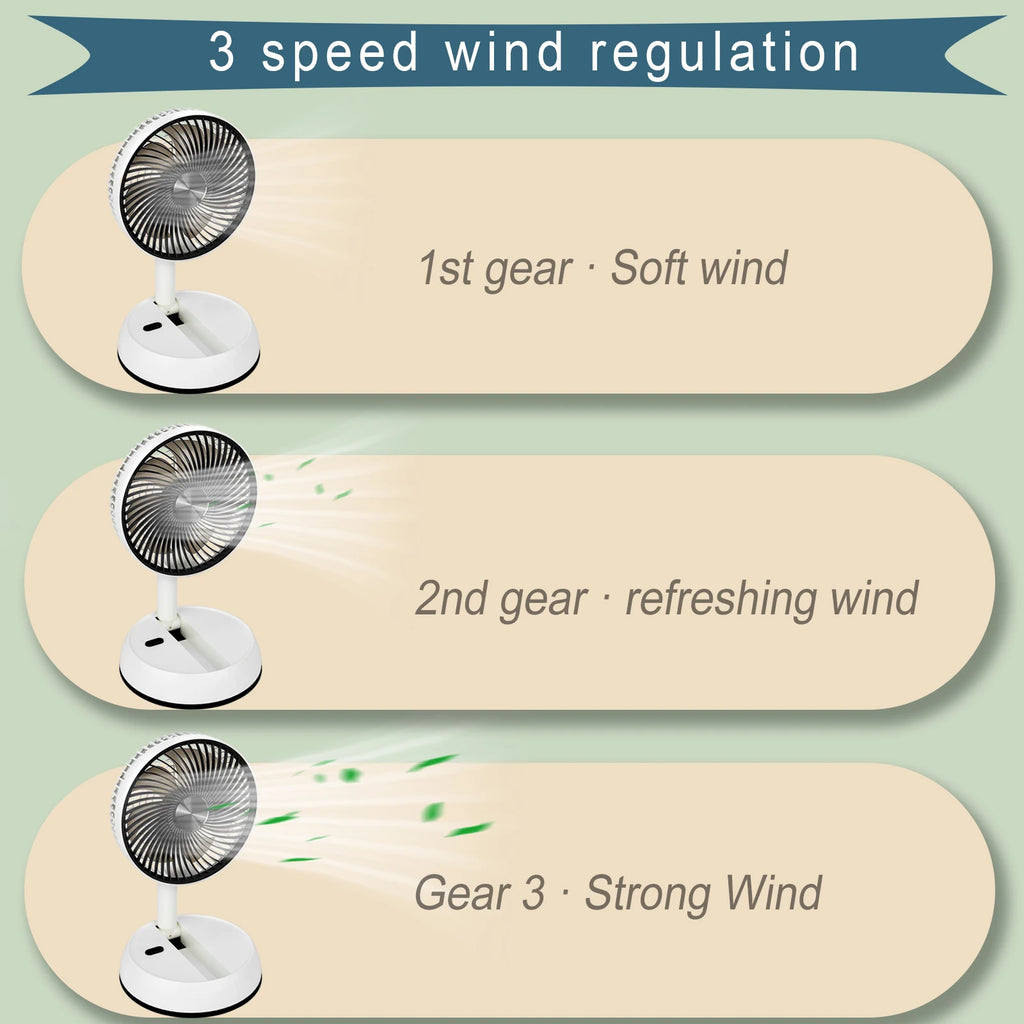 Ventilador plegable telescópico, ventilador de escritorio con Control remoto, ventilador de suelo, recargable, portátil, USB, de 8 pulgadas, para acampar