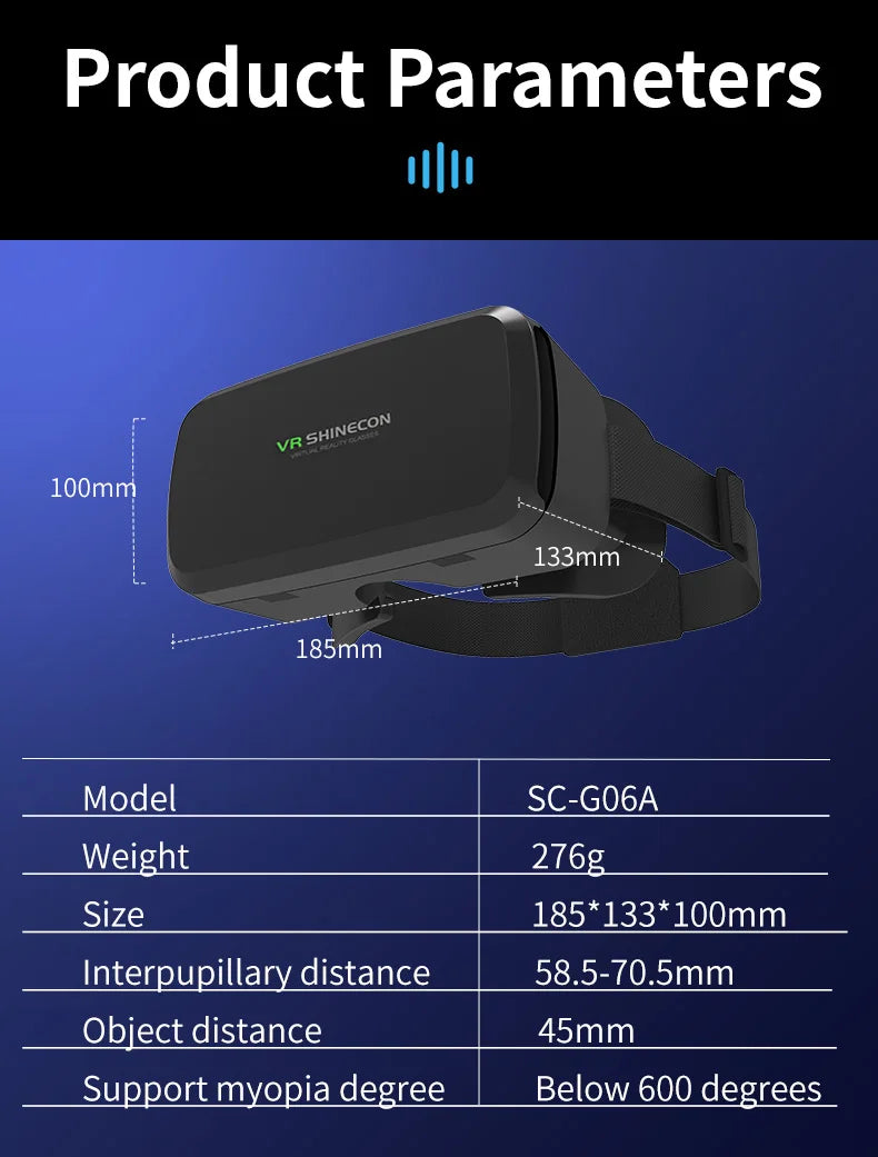 Gafas VR, Auriculares 3D, Dispositivos de Realidad Virtual, Casco, Lentes Viar, Gafas para Teléfono Inteligente, Controlador de Juegos Inteligente, Set de Visión