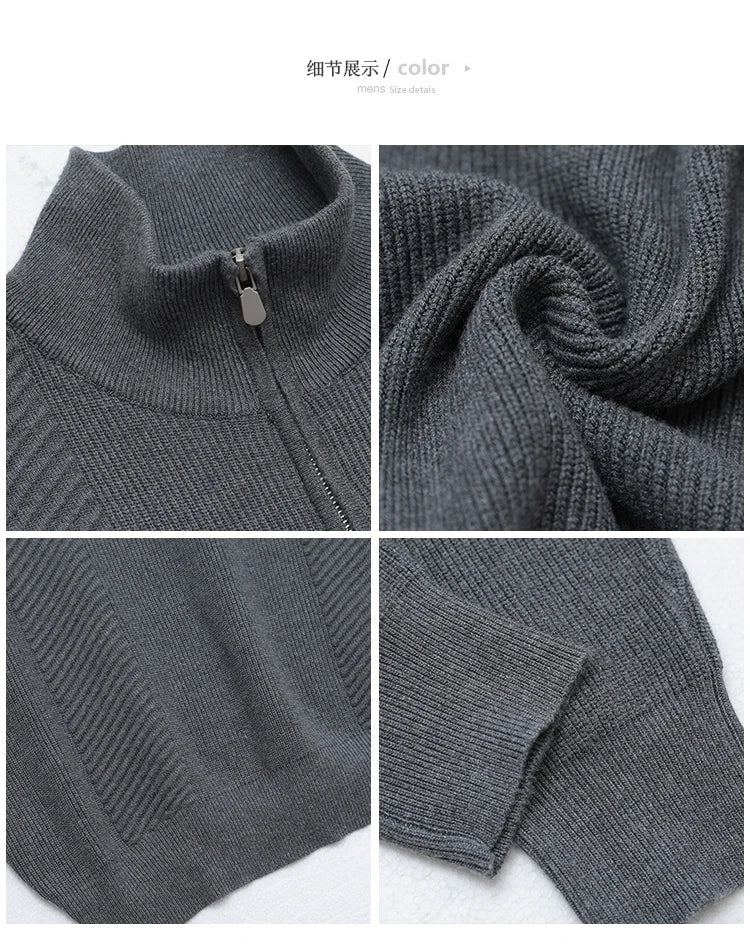 Suéter de Punto con Media Cremallera para Hombre - Cuello Semialto