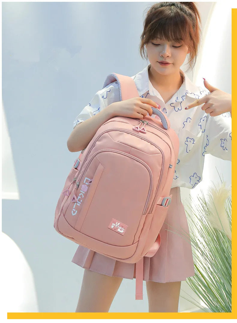 Mochila Escolar Rosa para Niñas y Adolescentes