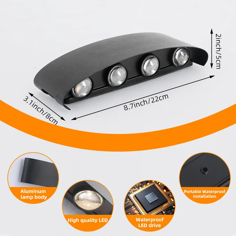 Lámpara de Pared LED Exterior IP65 Impermeable Moderna para Hogar