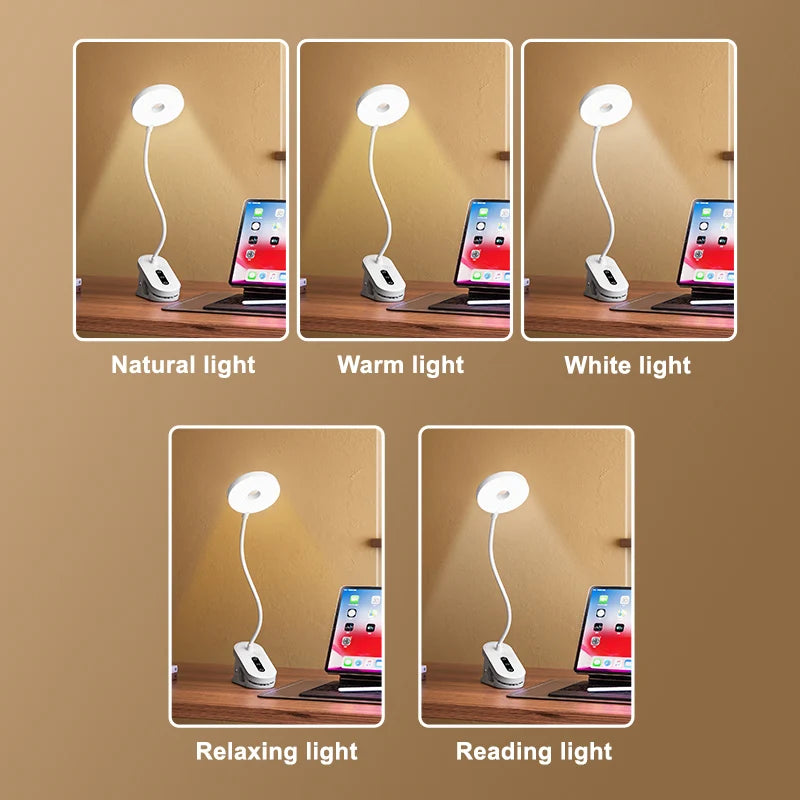 Lámpara LED de Escritorio con Clip, Atenuación y Timer