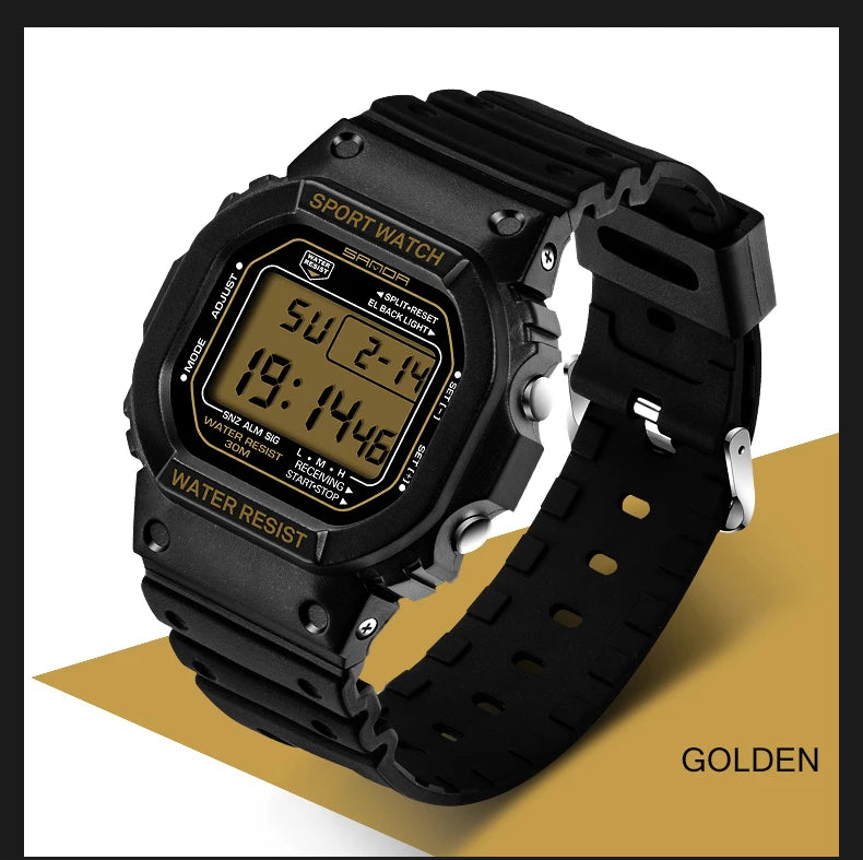 Reloj Digital Deportivo SANDA 329 para Hombre, LED, Resistente al Agua