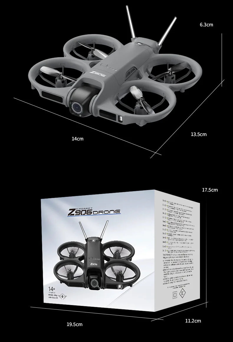 Mini Dron Z906 con Cámara HD WiFi FPV, Cuadricóptero RC, Fotografía Aérea
