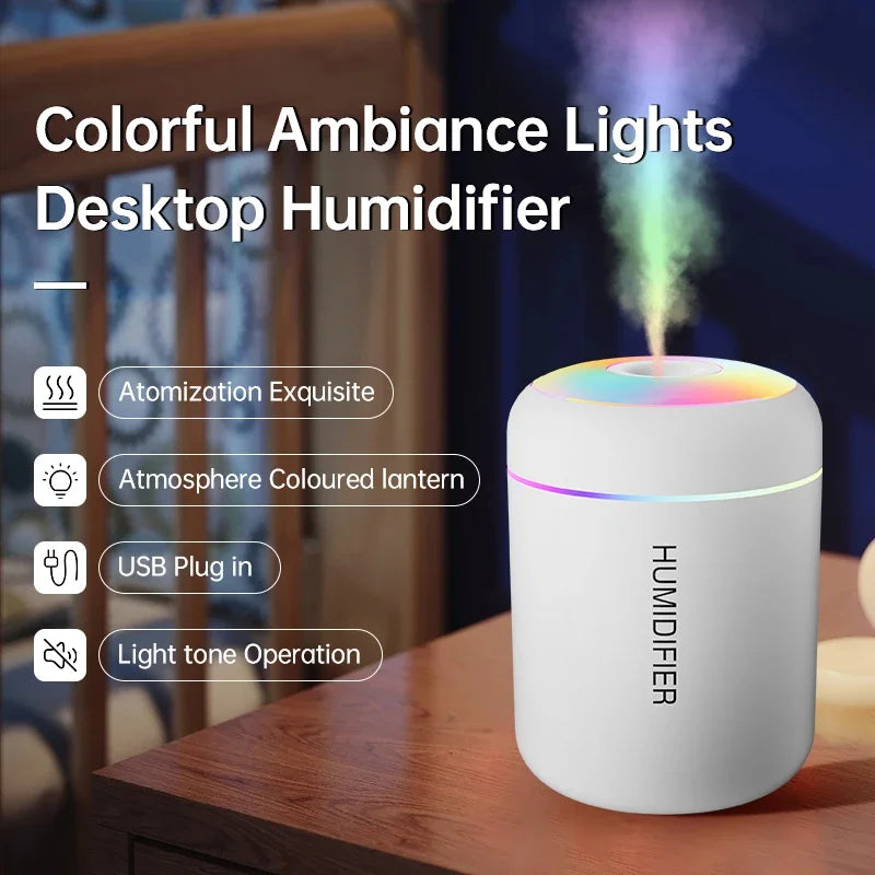 Mini humidificador difusor de aromas USB 180 ml para auto con luces