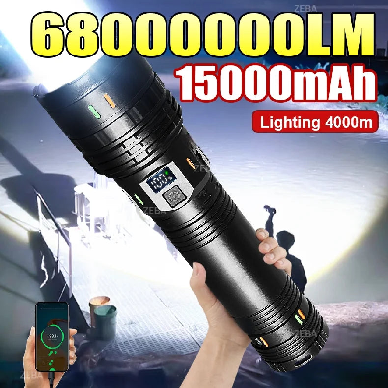 Linterna LED Táctica Recargable de Alta Potencia 680000LM Batería 15000mAh