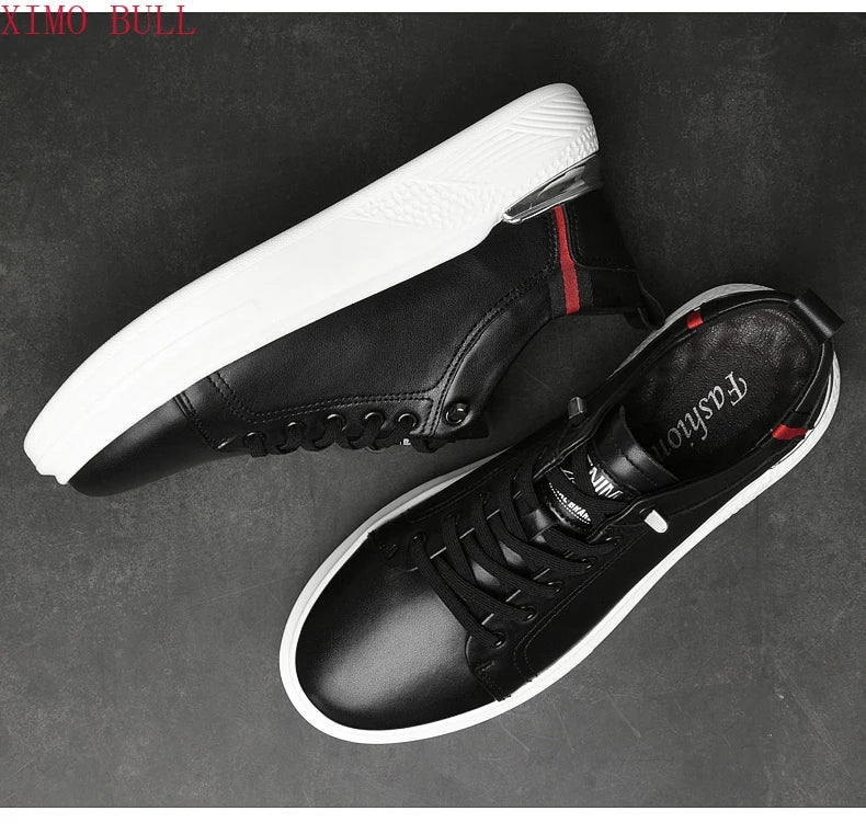 Zapatillas de deporte de cuero genuino para hombres, zapatos con elevador, zapatos invisibles transpirables, zapatillas de deporte casuales de moda para hombres