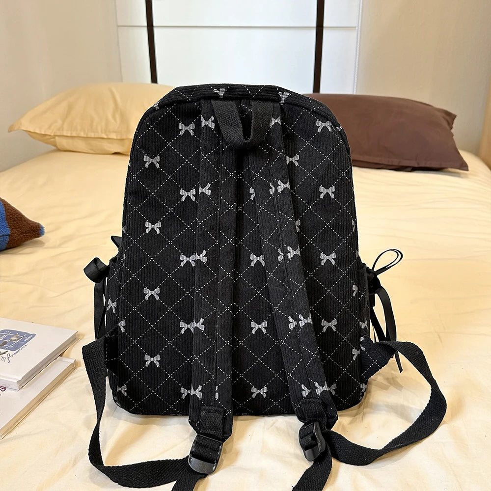 Mochila de Pana con Lazo para Estudiantes Universitarios
